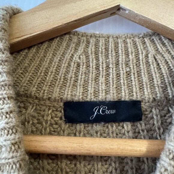 J.Crew Wool Blend Azra Pom Pom Cable Knit Mock Neck Sweater Size Small Tan - Picture 3 of 16
